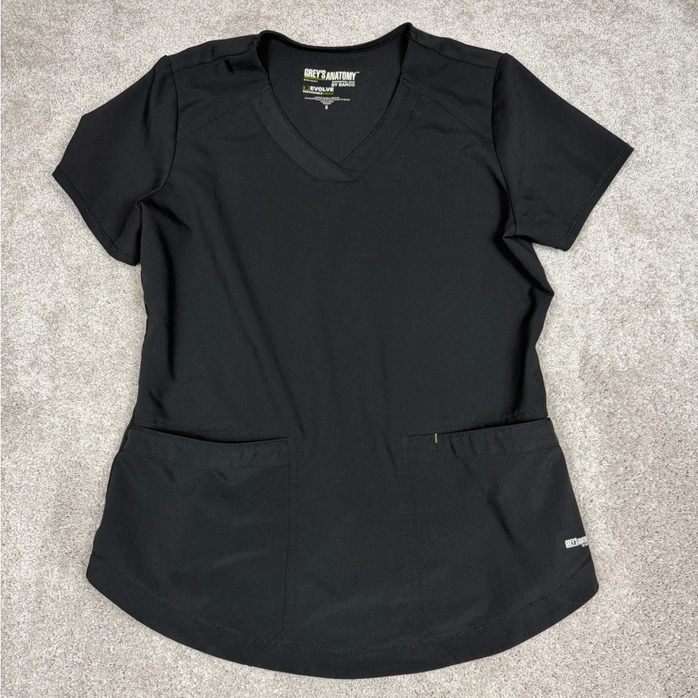Grey’s Anatomy- Women's Black Short Sleeve Scrub Shirt- Size Small